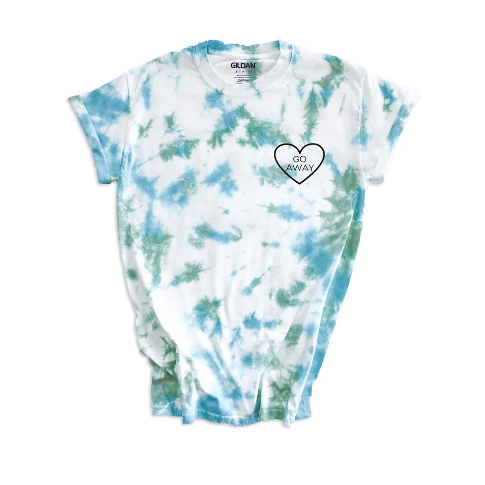 ‘Go Away’ Tie Dyed Unisex T-shirt - Blue/Green