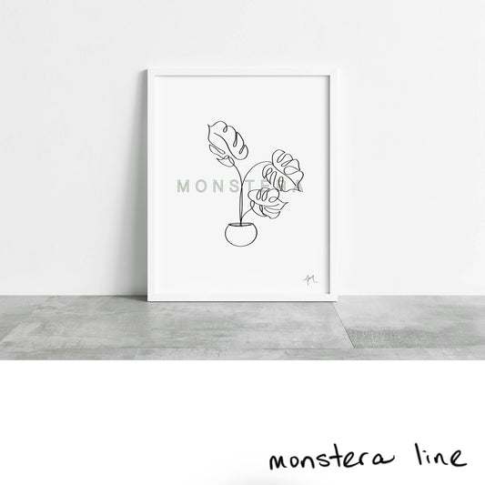 Monstera Line Art Wall Art