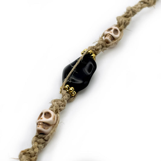 Tiny Skull Hemp Keychain