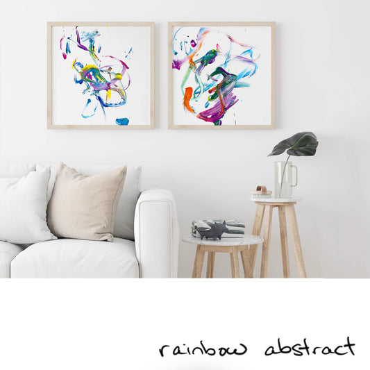 Rainbow Abstract Wall Art  - Set of 2